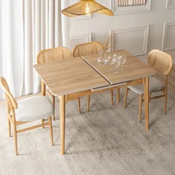 Stół Ceramiczny Rozkładany Spiek Kwarcowy Do Jadalni Dąb SAMER 120/160