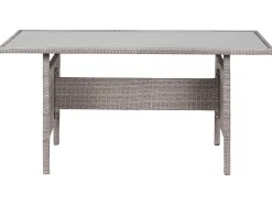 Stół ogrodowy rattan szkło 145x80 szary