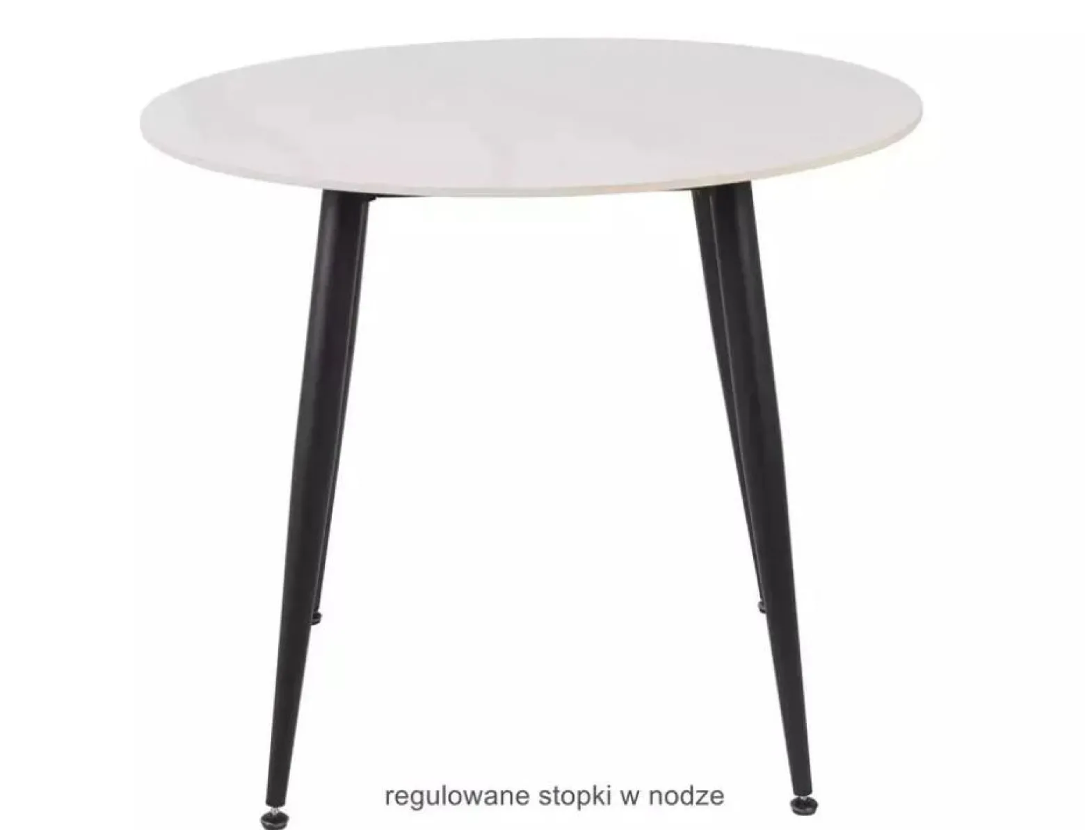 Stół okrągły RION 90 cm biały marmur/ czarny