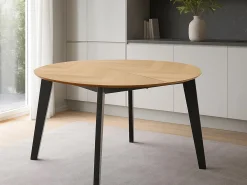 Stół okrągły rozkładany 120-198 cm Herringbone, jodełka lakierowana