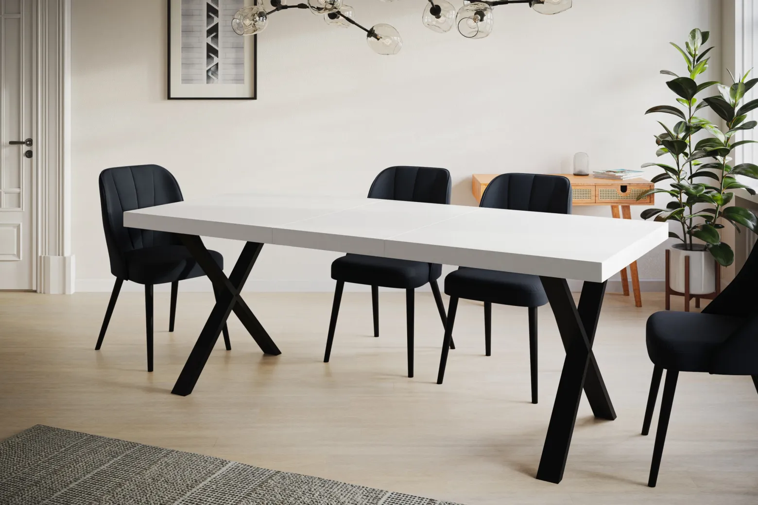 Stół rozkładany LOFT X 120/220X80 Biały/czarny