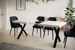 Stół rozkładany LOFT X 120/220X80 Biały/czarny