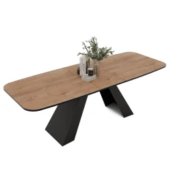 Stół rozkładany ZENITH 160/198 cm - dąb lefkas/czarne nogi