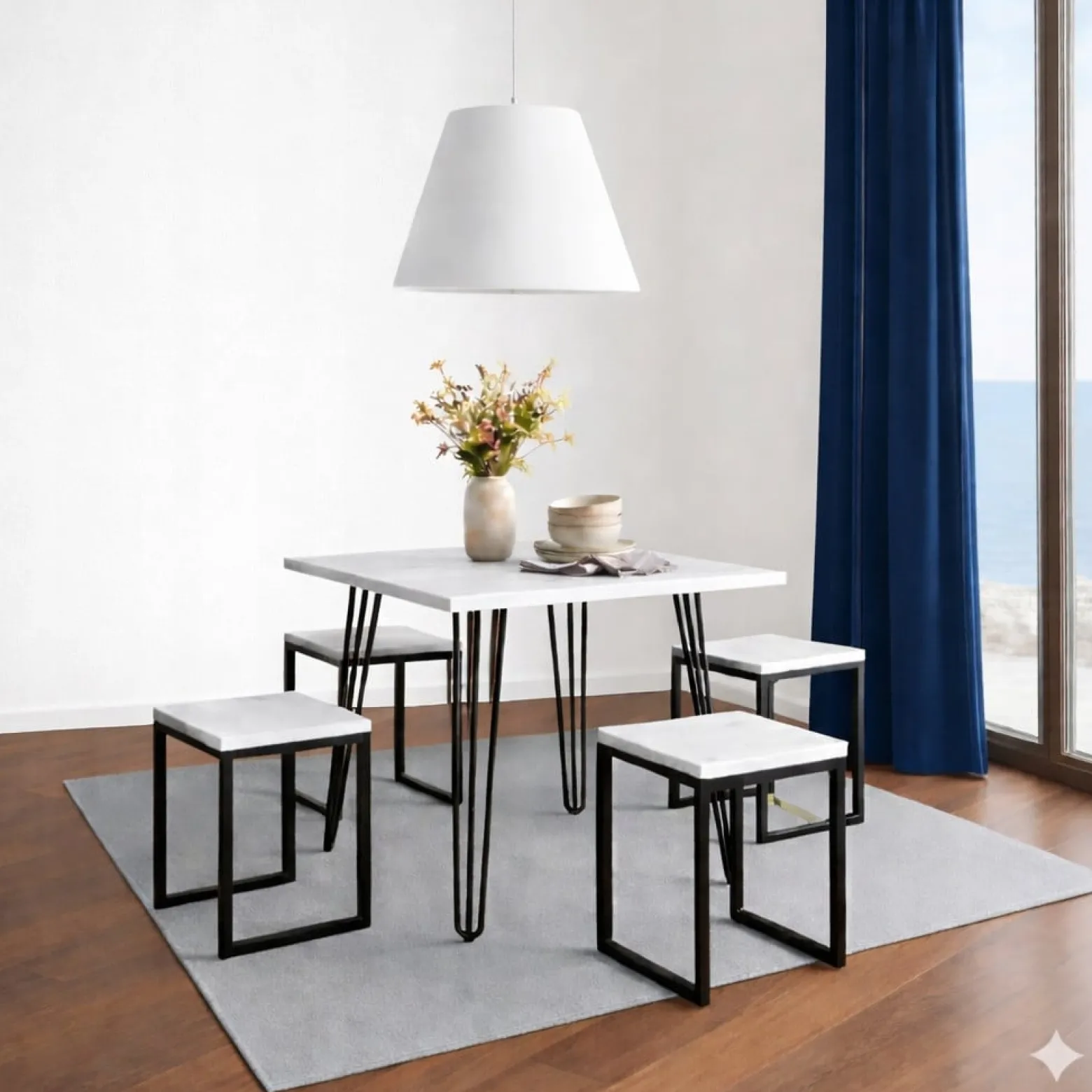 Stół 68x68cm Stolik Hairpin legs skośne Biały Alaska