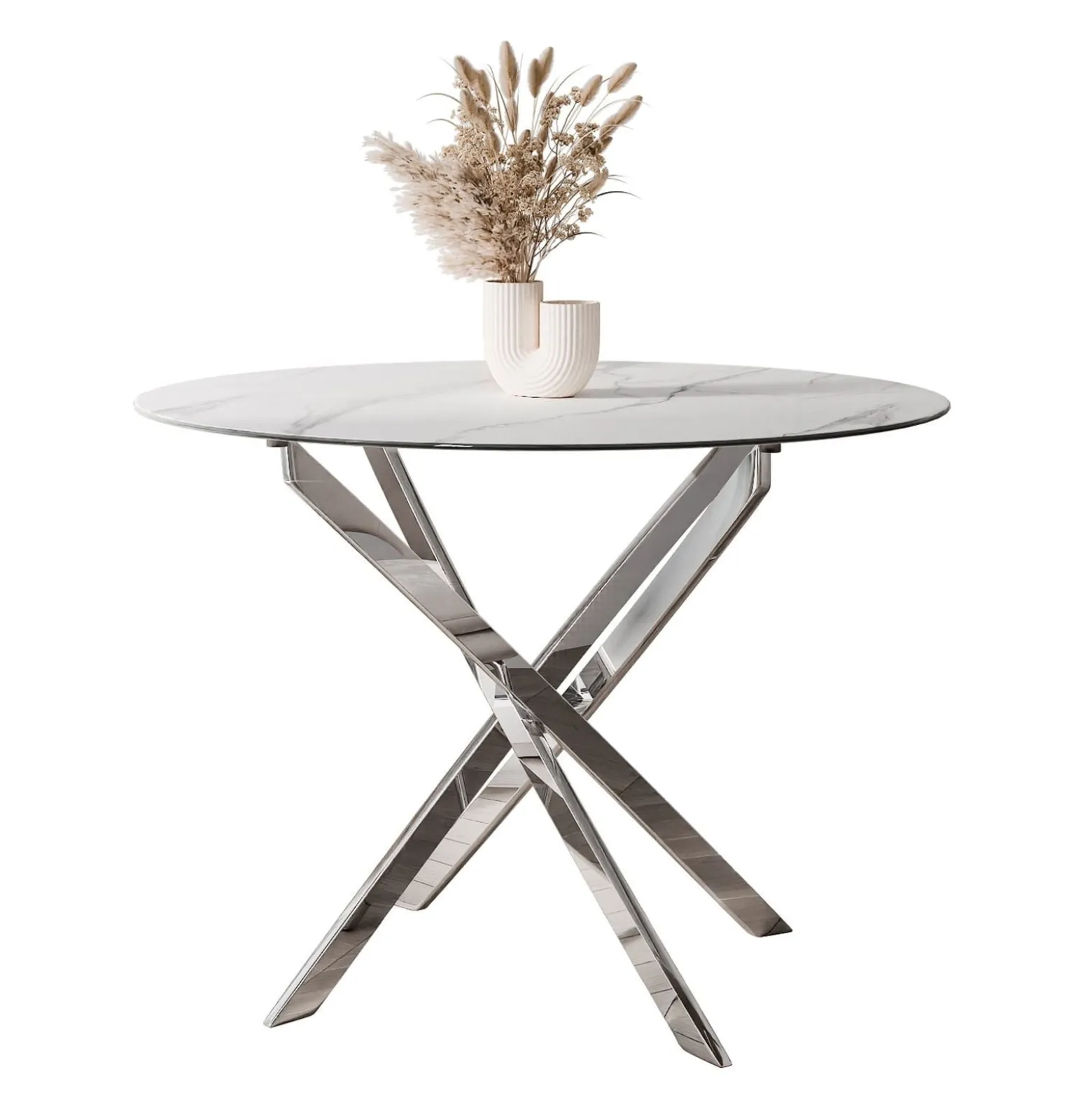 Stół BEIRA II 90 cm chrom/calacatta