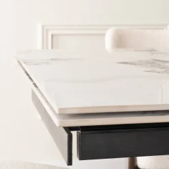 Stół Ceramiczny Rozkładany Spiek Kwarcowy Do Jadalni Biały REX 180/240