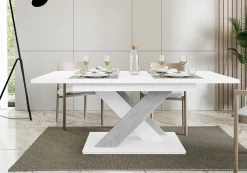 Stół do jadalni kuchni salonu rozkładany ONYX biały mat, dekor beton