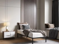 Stelaż Łóżka BED ALU 80x200 Metalowy Drewniane Listwy Nowoczesny czarny