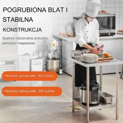 Stół gastronomiczny nierdzewny 60x60cm wolnostojący blat hartowany