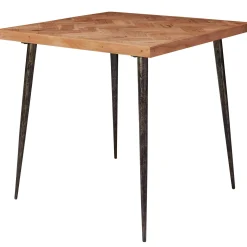 Stół Jadalniany Drewno Akacja Metal Industrial Mały Stół Drewniany 80 cm