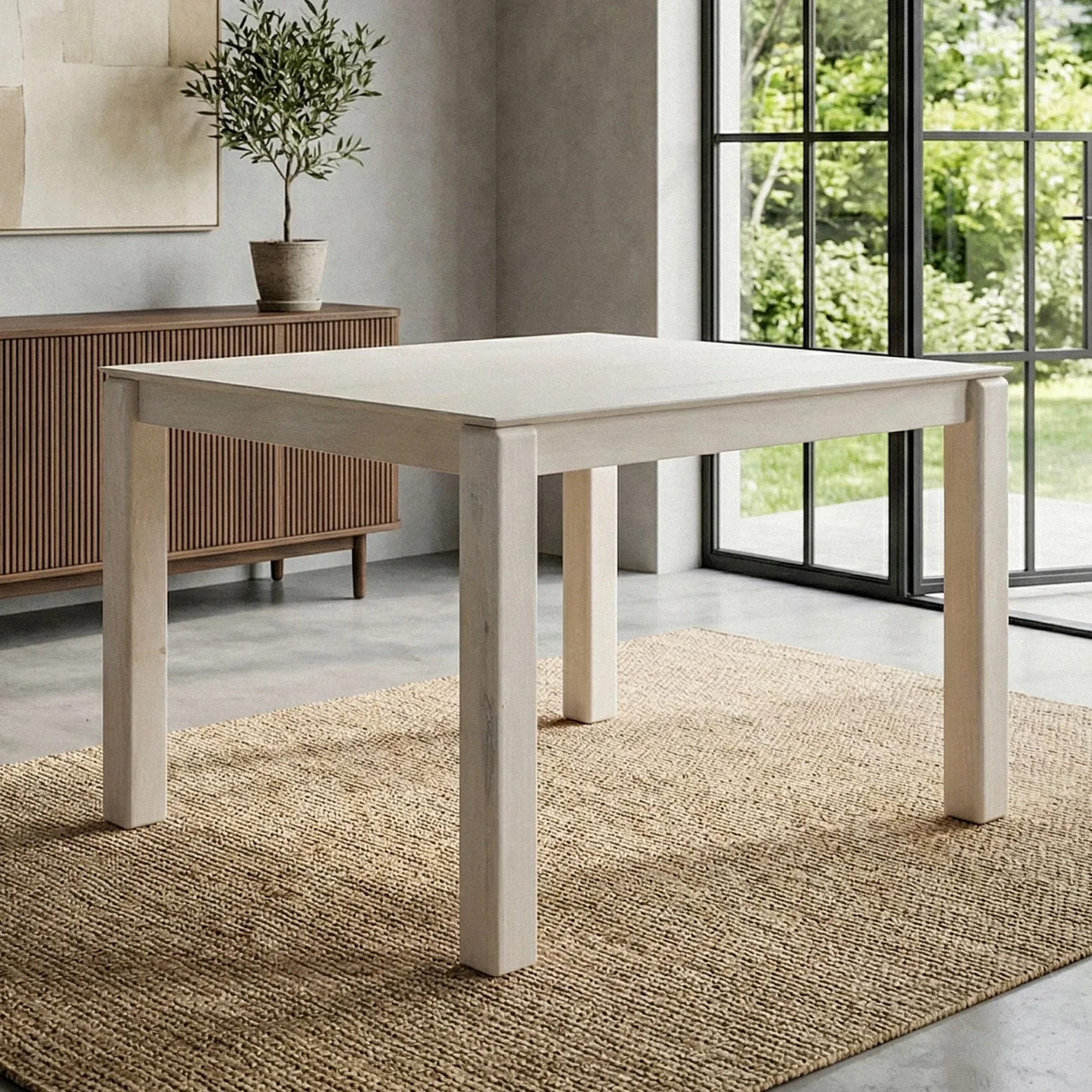 Stół jadalniany z litego drewna 80cm Stół do jadalni White Wash kuchenny
