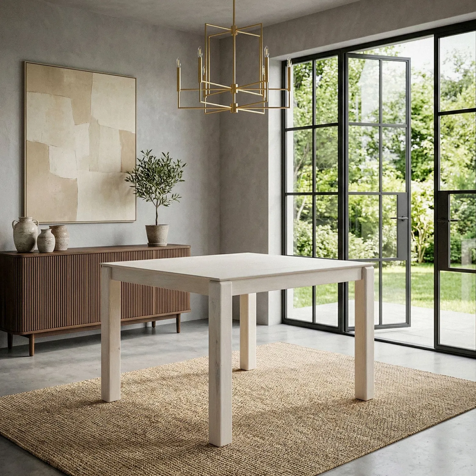 Stół jadalniany z litego drewna 80cm Stół do jadalni White Wash kuchenny