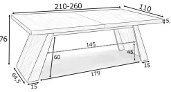 Stół Monolit Fornir 110x210/260cm