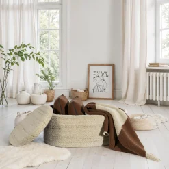 Stołek z Pojemnikiem Włosna 81 cm Tapicerowany Brązowy Nowoczesny Salon