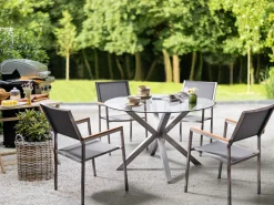 Stół ogrodowy okrągły 120 cm stal nierdzewna srebrny