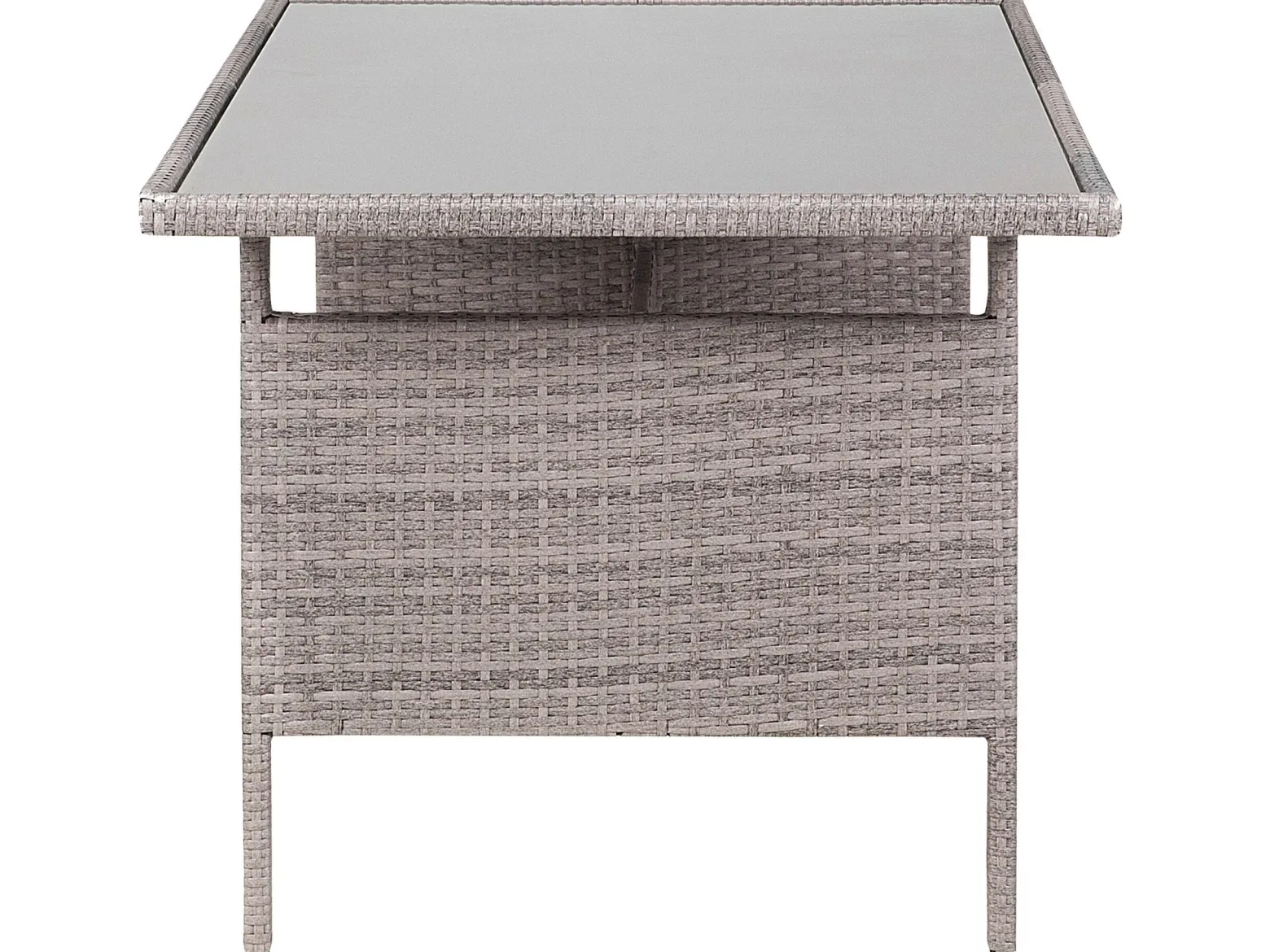 Stół ogrodowy rattan szkło 145x80 szary