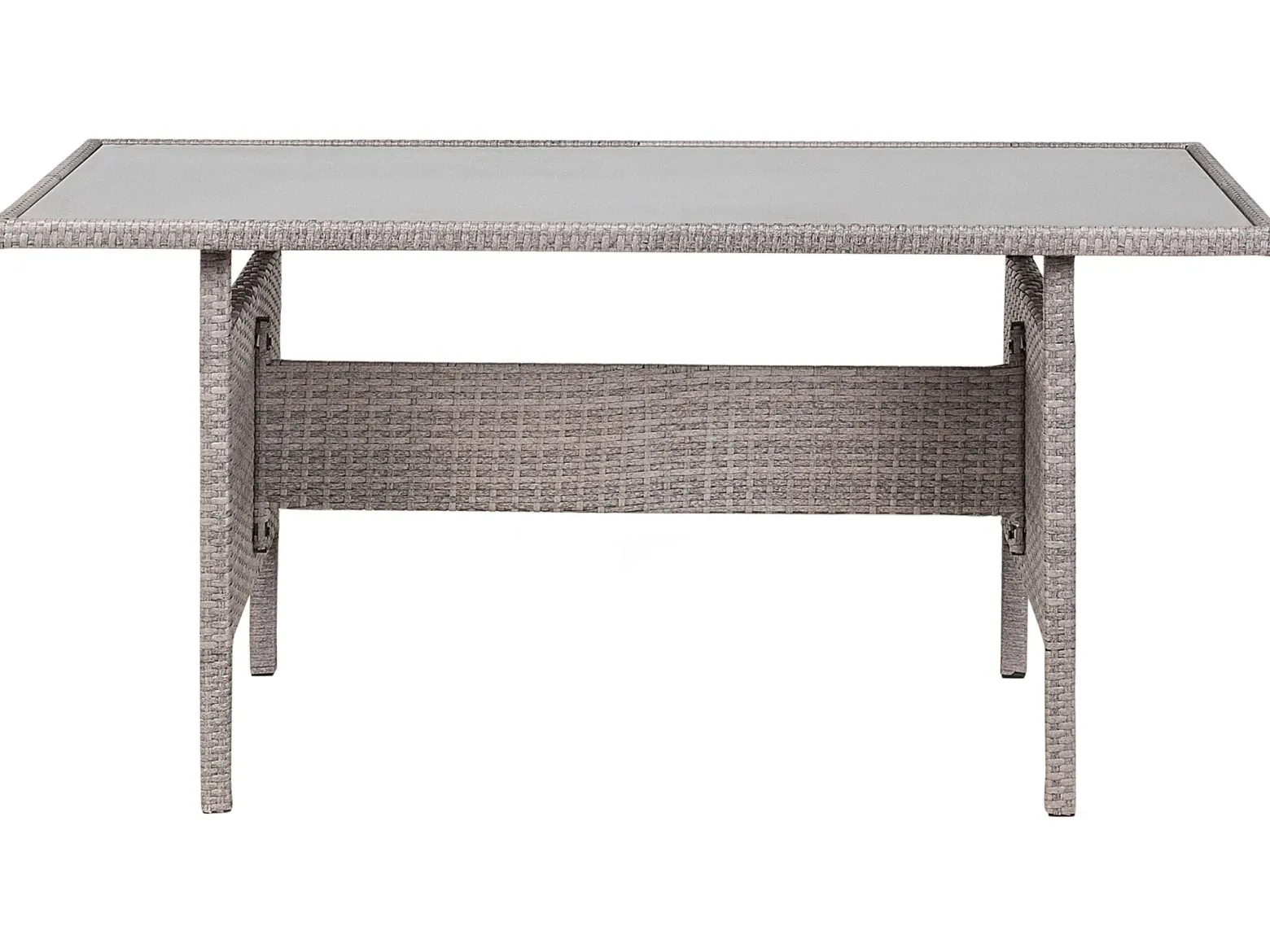 Stół ogrodowy rattan szkło 145x80 szary
