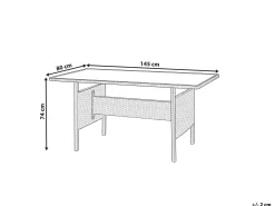Stół ogrodowy rattan szkło 145x80 szary