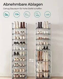 Stojak Na Buty, 10-Poziomowy Metalowy Organizator Buta