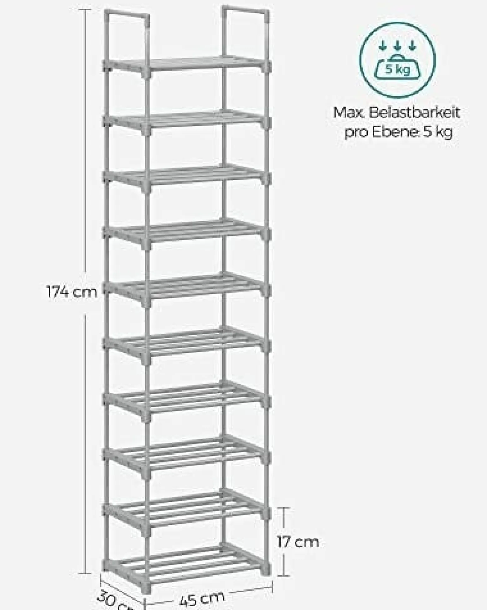 Stojak Na Buty, 10-Poziomowy Metalowy Organizator Buta