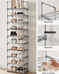 Stojak Na Buty, 10-Poziomowy Metalowy Organizator Buta