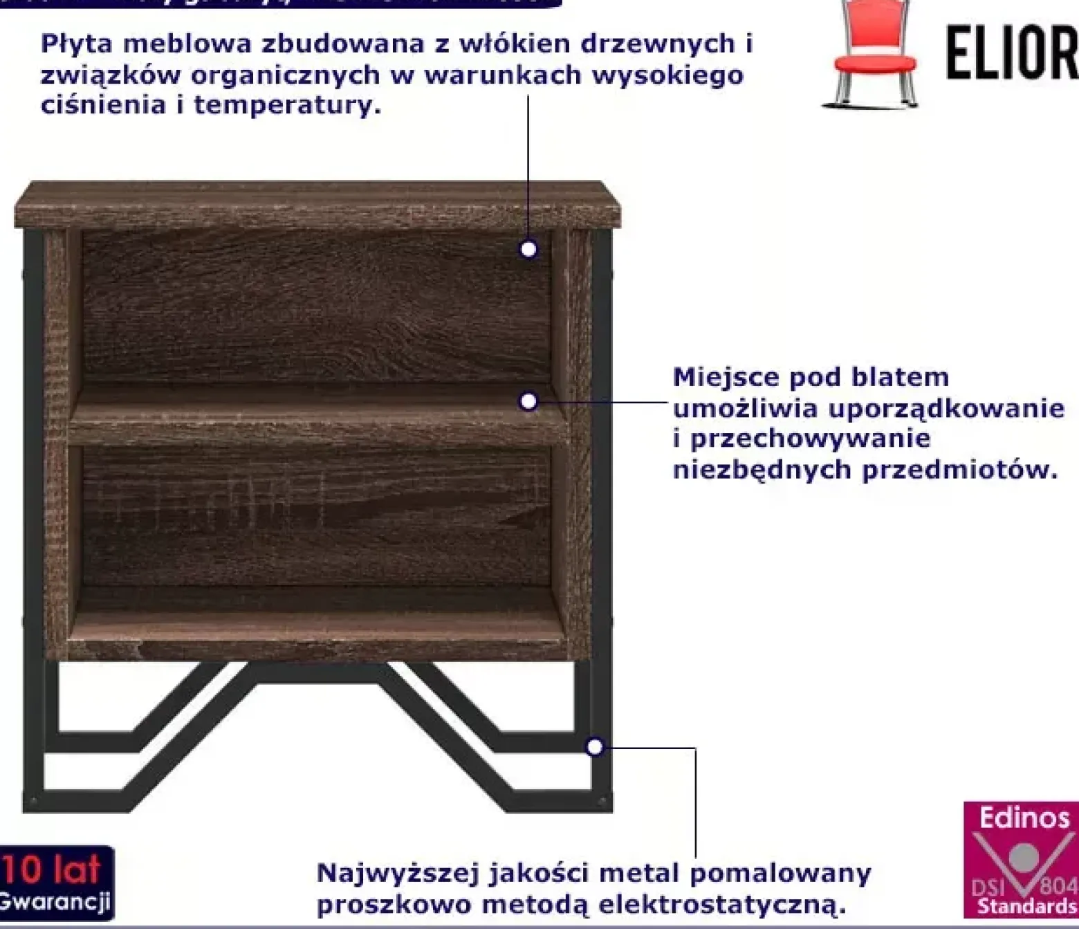 Stojąca szafka nocna z 2 szufladami dąb - Joreon
