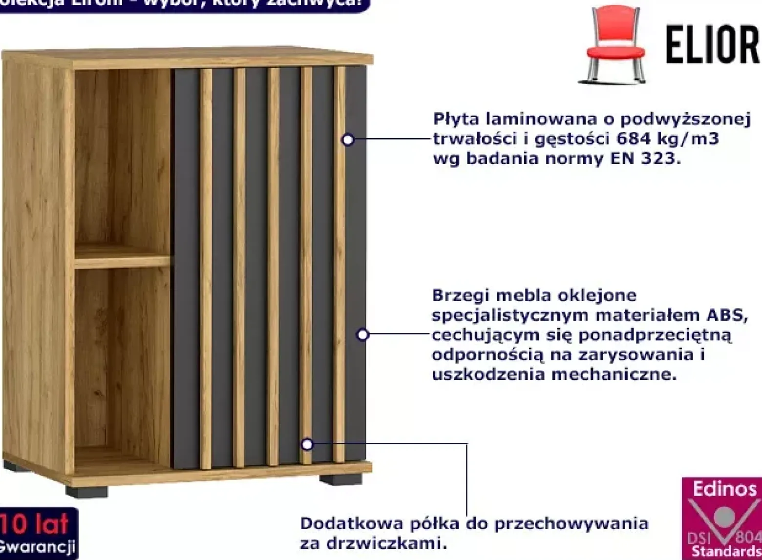 Stojąca szafka z lamelami dąb craft + czarny - Matica