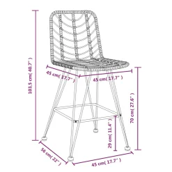 Stołki barowe, 2 szt., czarne 45x56x103,5 cm, PE, rattan i stal