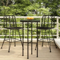 Stołki barowe, 2 szt., czarne 45x56x103,5 cm, PE, rattan i stal