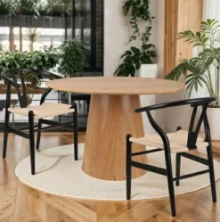 STÓŁ OKRĄGŁY 80 cm Soleilo MDF I OKLEINA DREWNA