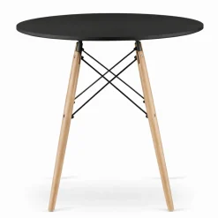 Stół okrągły czarny 70 cm skandynawski drewniane nogi do kuchni BEGRYF