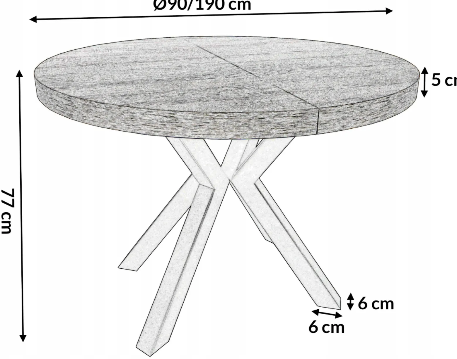 Stół okrągły czarny METAL X SONOMA Ø90/190 wkładki