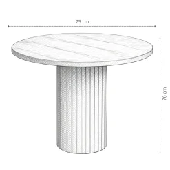 Stół okrągły NESTA 75 cm - Biały Marmur