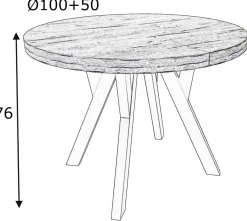 Stół okrągły rozkładany ORZECH CIEMNY Ø100/150 cm