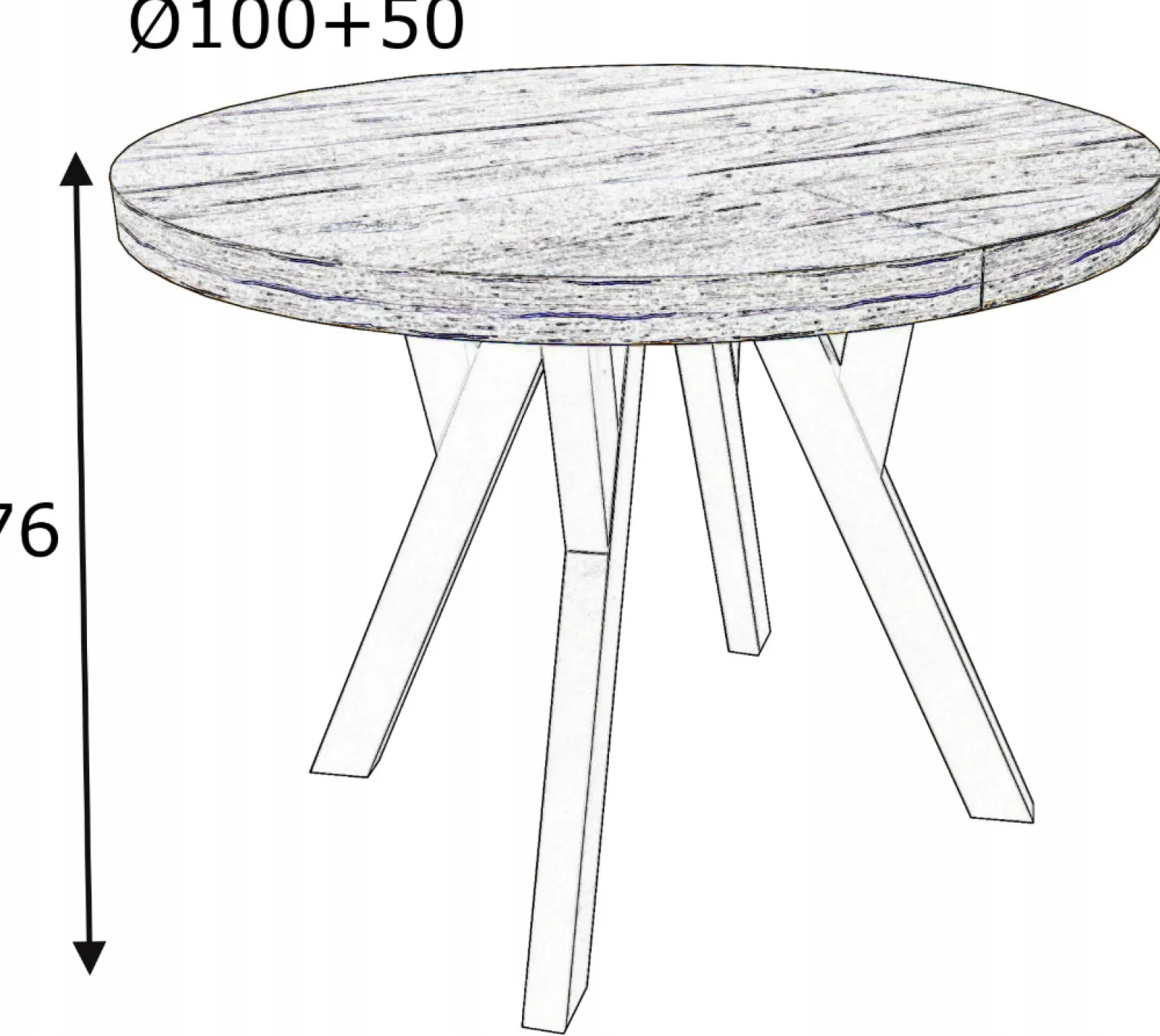 Stół okrągły rozkładany ORZECH CIEMNY Ø100/150 cm