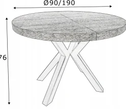 Stół okrągły rozsuwany nogi Metal X Czarne ORZECH CIEMNY Ø90/190