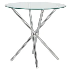 STÓŁ OKRĄGŁY Ufo 80 cm transparentny/chrom SZKLANY BLAT