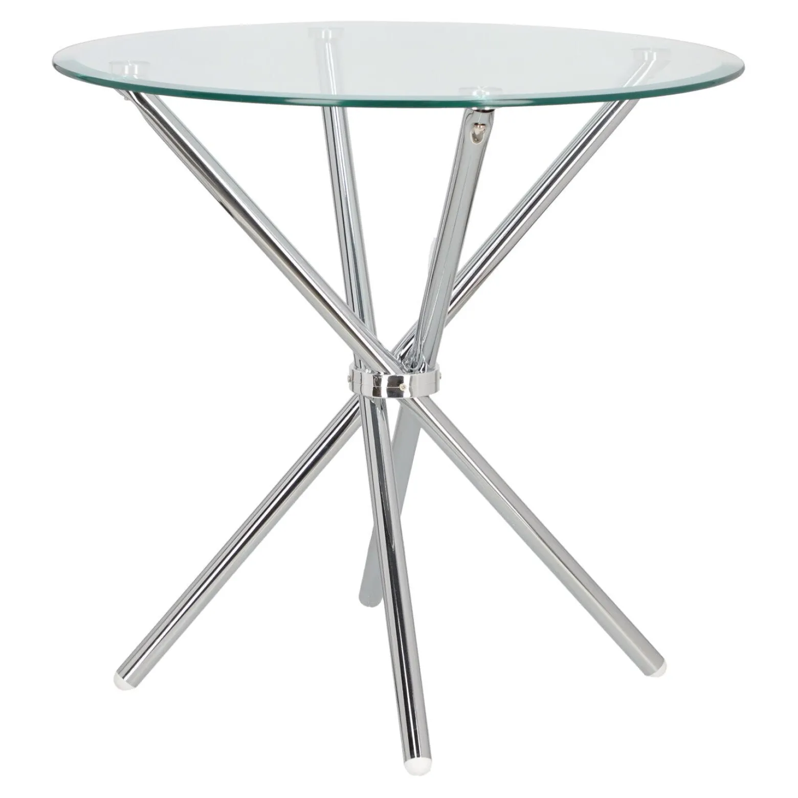 STÓŁ OKRĄGŁY Ufo 80 cm transparentny/chrom SZKLANY BLAT