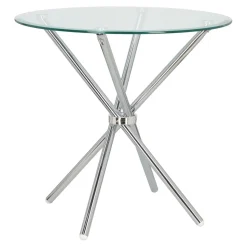 STÓŁ OKRĄGŁY Ufo 80 cm transparentny/chrom SZKLANY BLAT