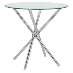 STÓŁ OKRĄGŁY Ufo 80 cm transparentny/chrom SZKLANY BLAT
