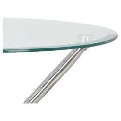 STÓŁ OKRĄGŁY Ufo 80 cm transparentny/chrom SZKLANY BLAT