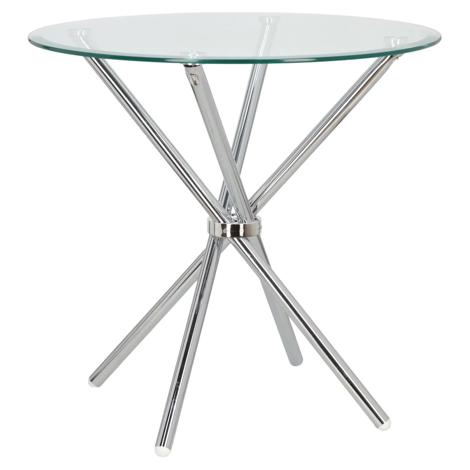STÓŁ OKRĄGŁY Ufo 80 cm transparentny/chrom SZKLANY BLAT