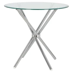 STÓŁ OKRĄGŁY Ufo 80 cm transparentny/chrom SZKLANY BLAT