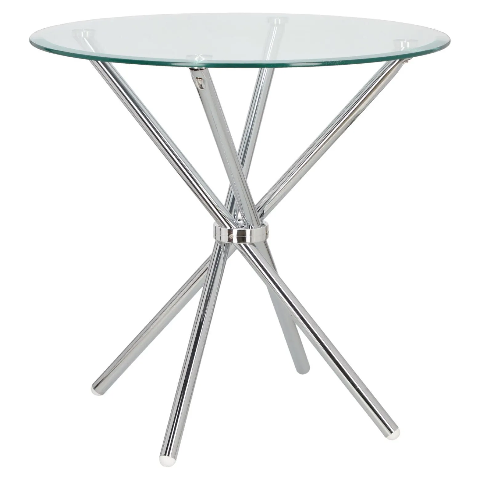 STÓŁ OKRĄGŁY Ufo 80 cm transparentny/chrom SZKLANY BLAT