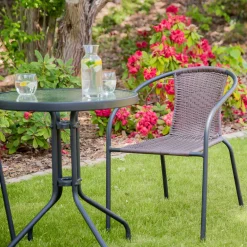 Stolik Bistro 60 cm szklany / antracyt PATIO | Dajar