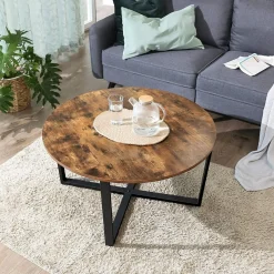 Stolik ciemny brąz kawowy okrągły do salonu pokoju BEGRYF 88x88x47