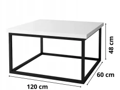 Stolik do salonu kawowy ława Biały do wyboru Stelaż Czarny 120 x 60 x 48 CM