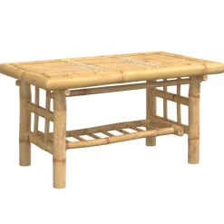 Stolik Kawowy Ława Stół Bambusowy 70x45x36 Półka Do Salonu Do Pokoju