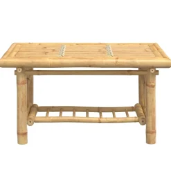 Stolik Kawowy Ława Stół Bambusowy 70x45x36 Półka Do Salonu Do Pokoju