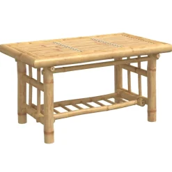 Stolik Kawowy Ława Stół Bambusowy 70x45x36 Półka Do Salonu Do Pokoju